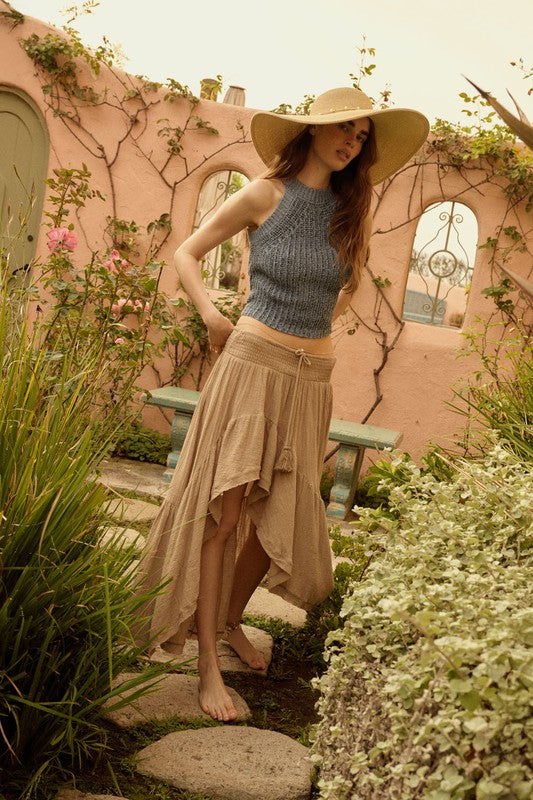 PREMIUM LINE | COTTON HIGH LOW RUFFLE SKIRT | RESTOCKED