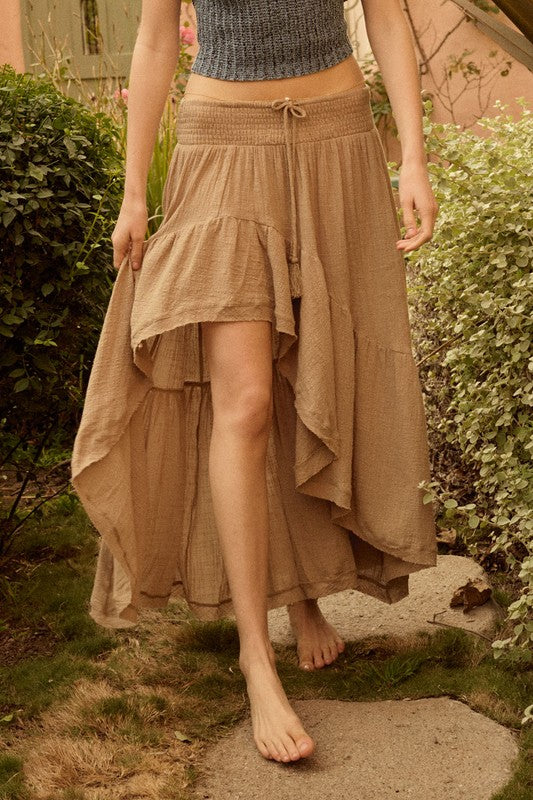 PREMIUM LINE | COTTON HIGH LOW RUFFLE SKIRT | RESTOCKED