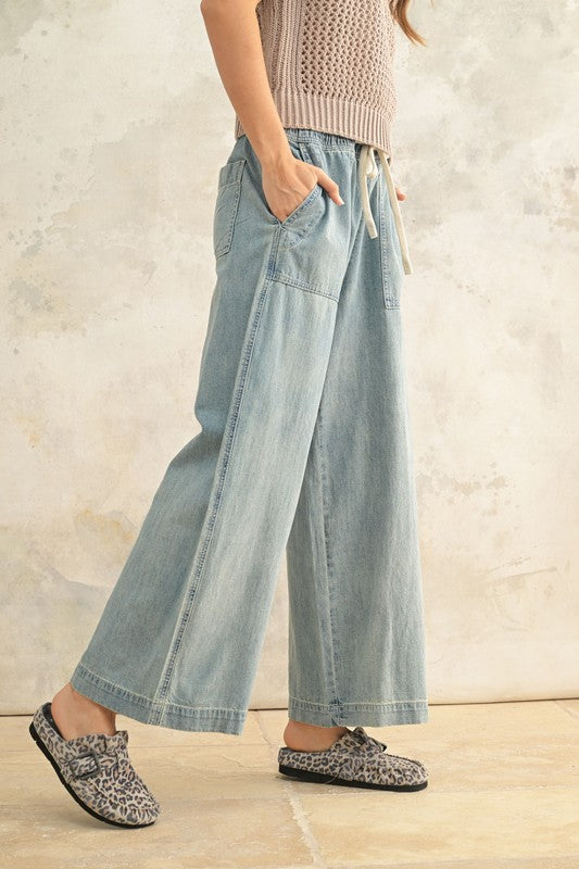 MIOU MUSE | ELASTIC BAND DENIM PANTS