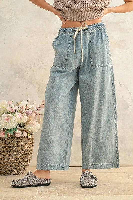 MIOU MUSE | ELASTIC BAND DENIM PANTS