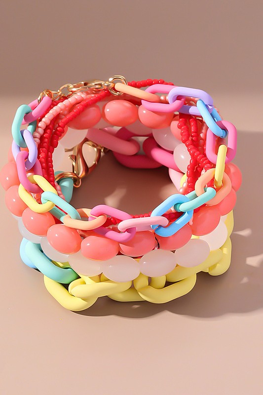 MULTI COLOR CHAIN STACKABLE BRACELET