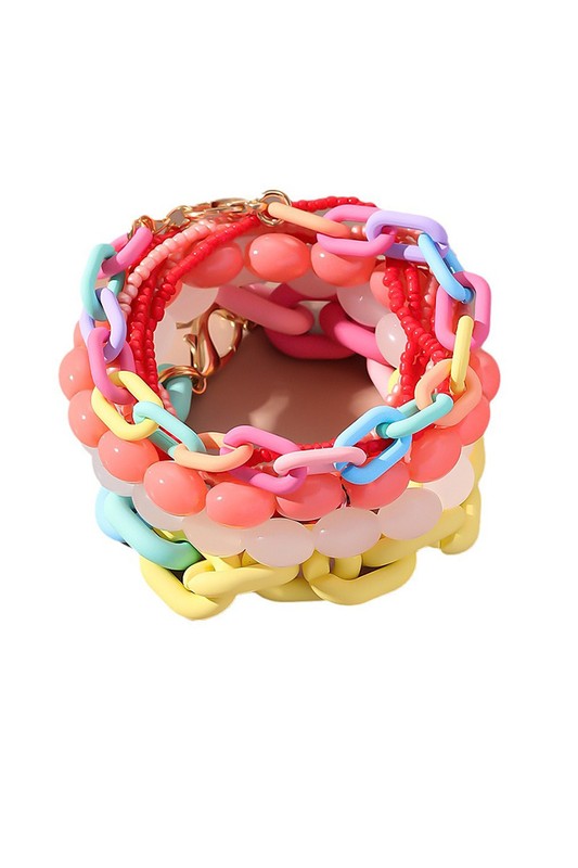 MULTI COLOR CHAIN STACKABLE BRACELET