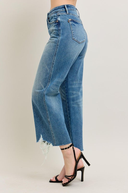 JUDY BLUE | MAGIC RIDGE CROP WIDE LEG JEANS