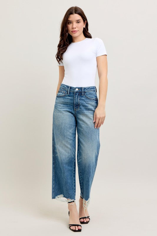 JUDY BLUE | MAGIC RIDGE CROP WIDE LEG JEANS