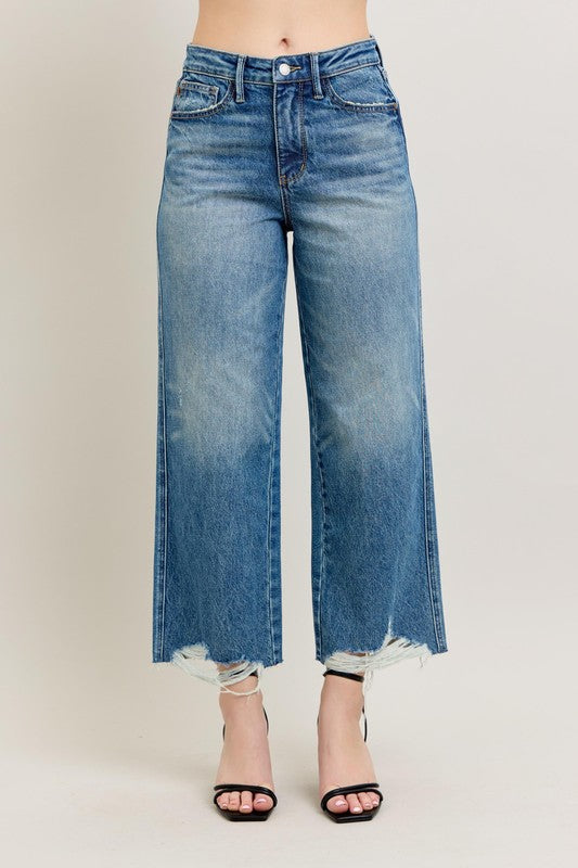 JUDY BLUE | MAGIC RIDGE CROP WIDE LEG JEANS