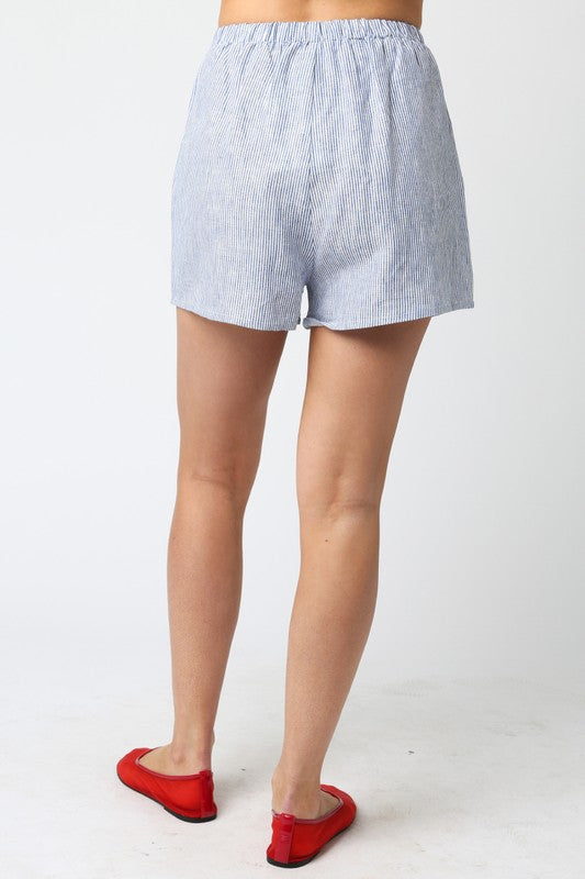 PREMIUM LINE | THE VANESSA STRIPED LINEN SHORTS