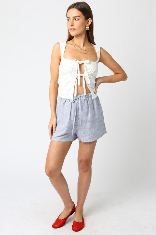 PREMIUM LINE | THE VANESSA STRIPED LINEN SHORTS