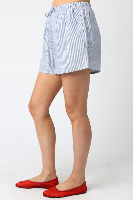PREMIUM LINE | THE VANESSA STRIPED LINEN SHORTS