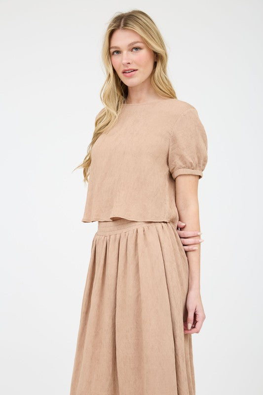 PUFF SLEEVE BACK TIE SHIRT