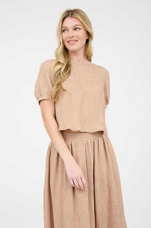 PUFF SLEEVE BACK TIE SHIRT