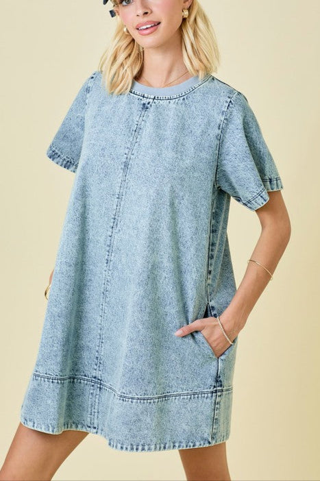 THE HARLOW DENIM MINI DRESS