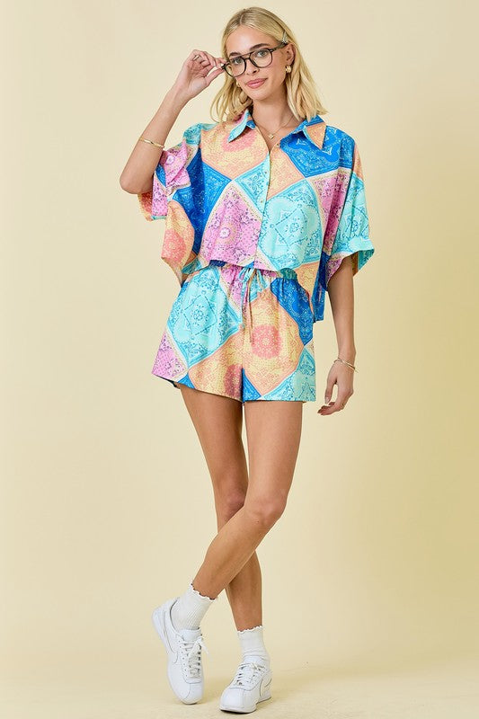 BANDANA PRINT TOP AND SHORT SET