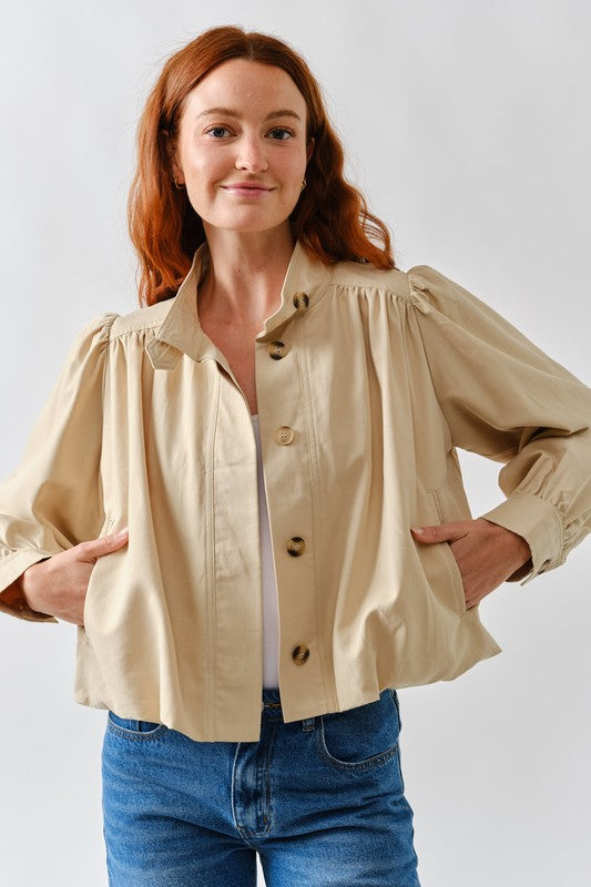 SHORT BALLOON TRENCH JACKET | NEW COLOR