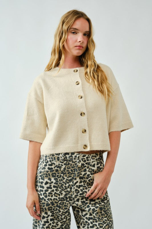 THE BUTTON DOWN WIDE SLEEVE CARDIGAN TOP