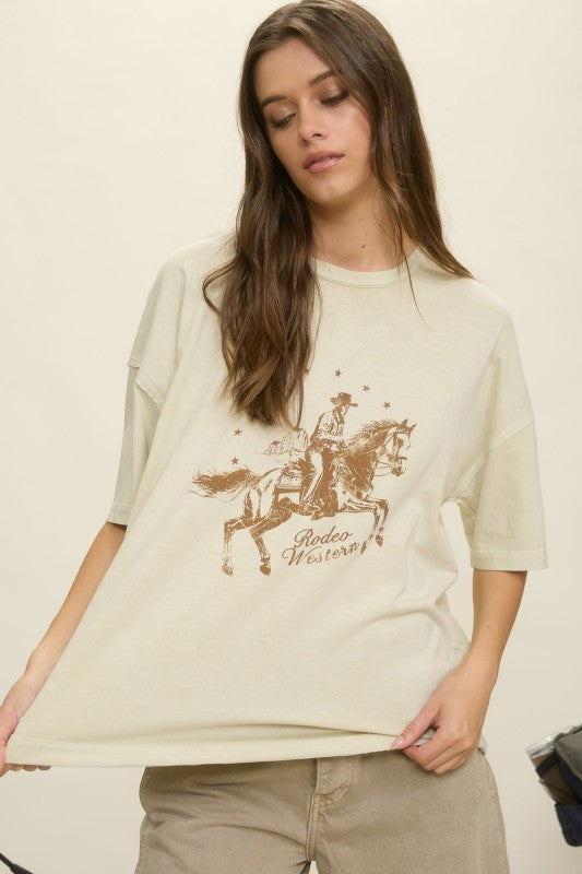 RODEO WESTERN RELAXED SHORT SLEEVE KNIT T-SHIRT