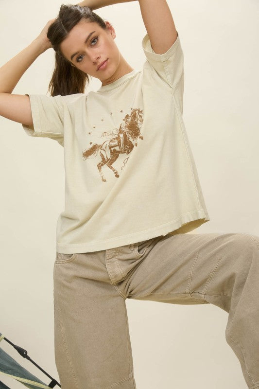 RODEO WESTERN RELAXED SHORT SLEEVE KNIT T-SHIRT