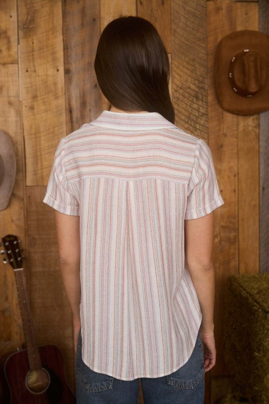 STRIPE BUTTON DOWN TOP