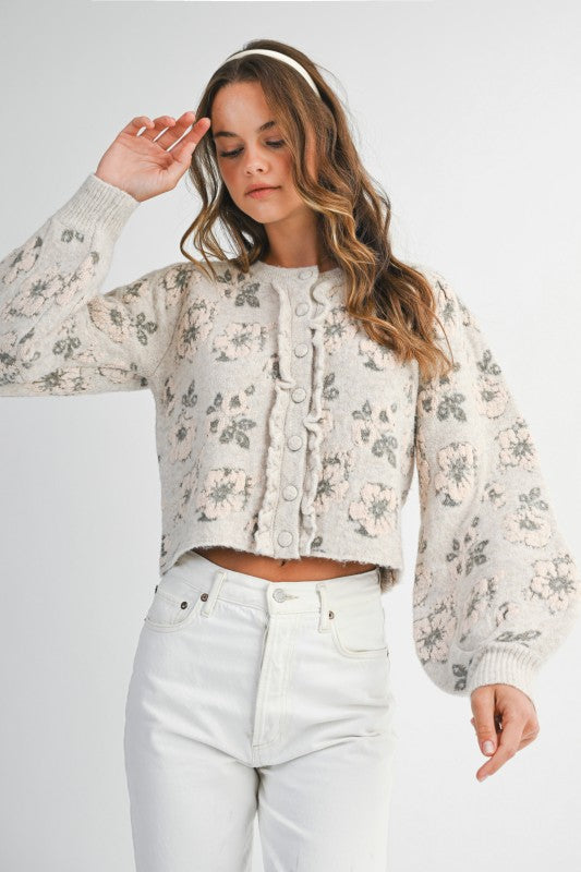 THE FLORAL JACQUARD KNIT CARDIGAN