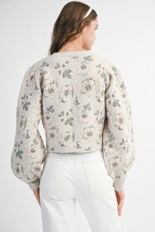 THE FLORAL JACQUARD KNIT CARDIGAN