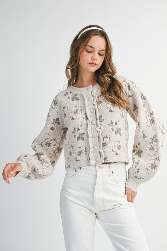 THE FLORAL JACQUARD KNIT CARDIGAN