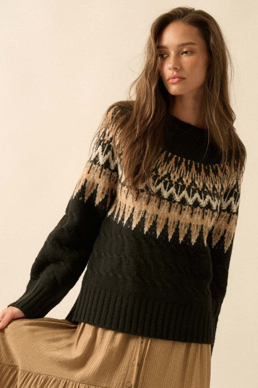 PREMIUM LINE | CABLE KNIT FAIR ISLE SWEATER | NEW COLOR