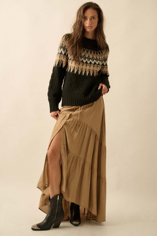 PREMIUM LINE | CABLE KNIT FAIR ISLE SWEATER | NEW COLOR