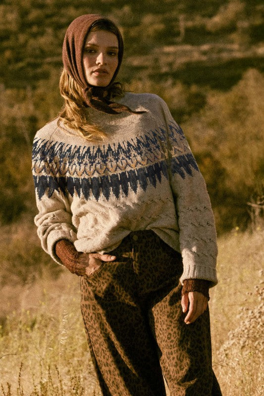 PREMIUM LINE | CABLE KNIT FAIR ISLE SWEATER