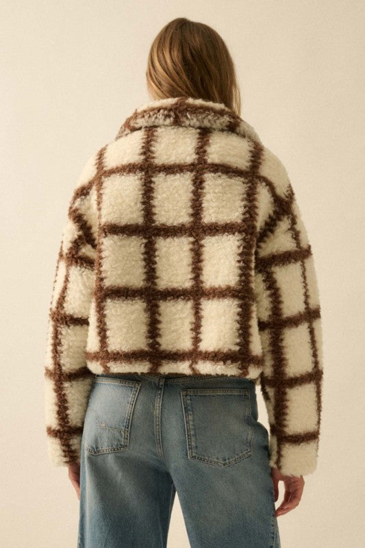 CHECK-PRINT ZIP UP JACKET