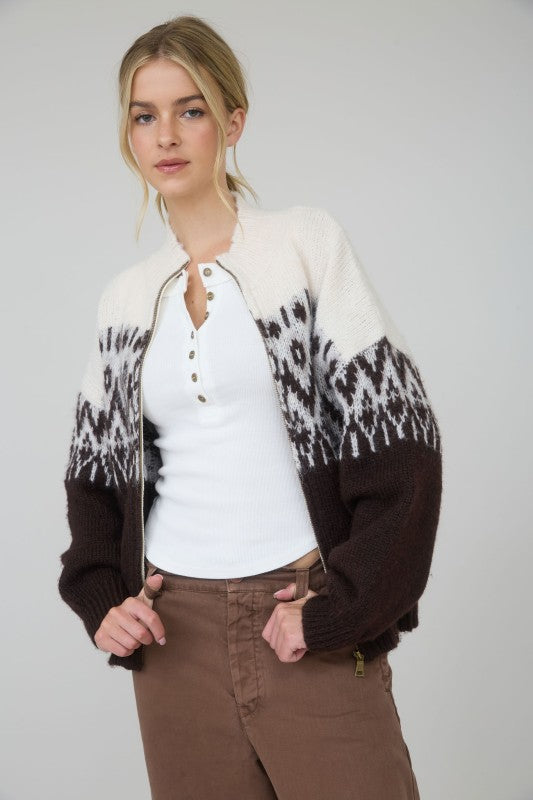 FAIR ISLE ZIPPER SWEATER