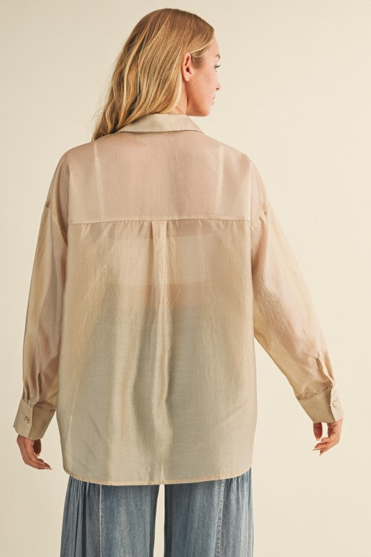 THE AURA SHEER CARGO POCKET BUTTON UP | RESTOCKED