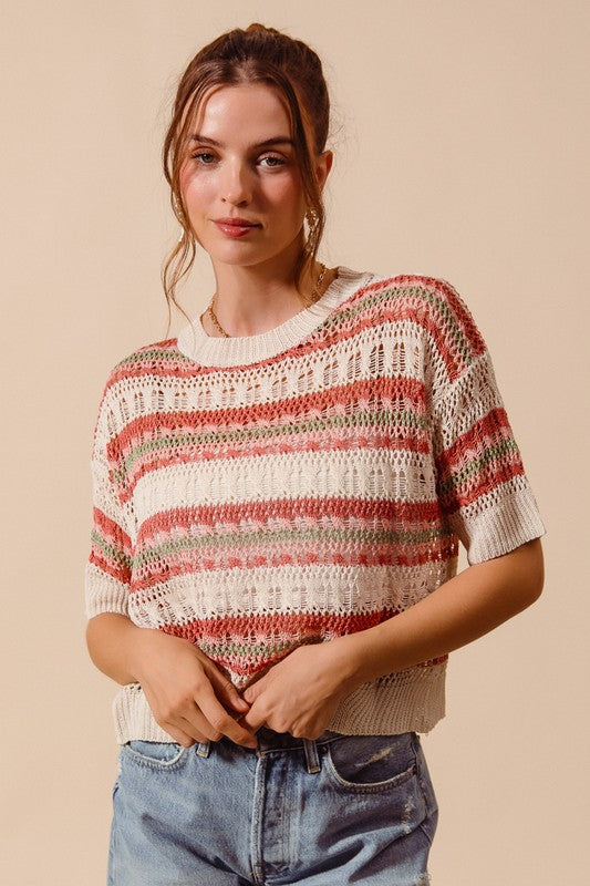 OPEN KNIT CROCHET TOP