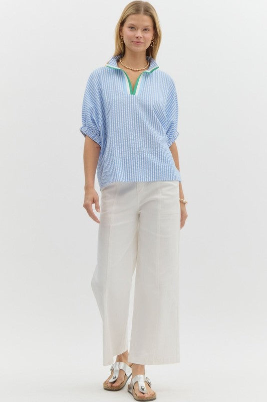 STRIPED HIGH NECK DOLMAN