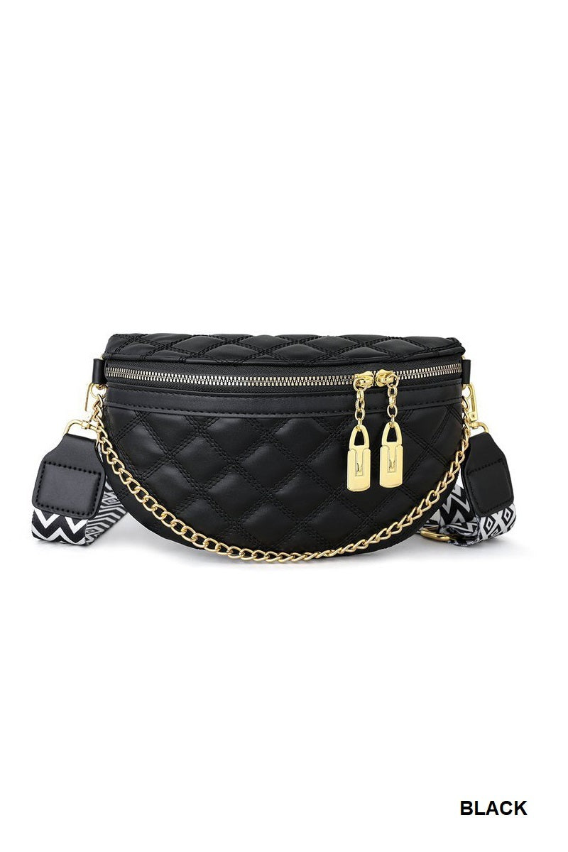 QUILTED VEGAN LEATHER CROSSBODY BUM BAG