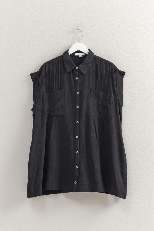 BUTTON FRONT 100% COTTON TUNIC DRESS