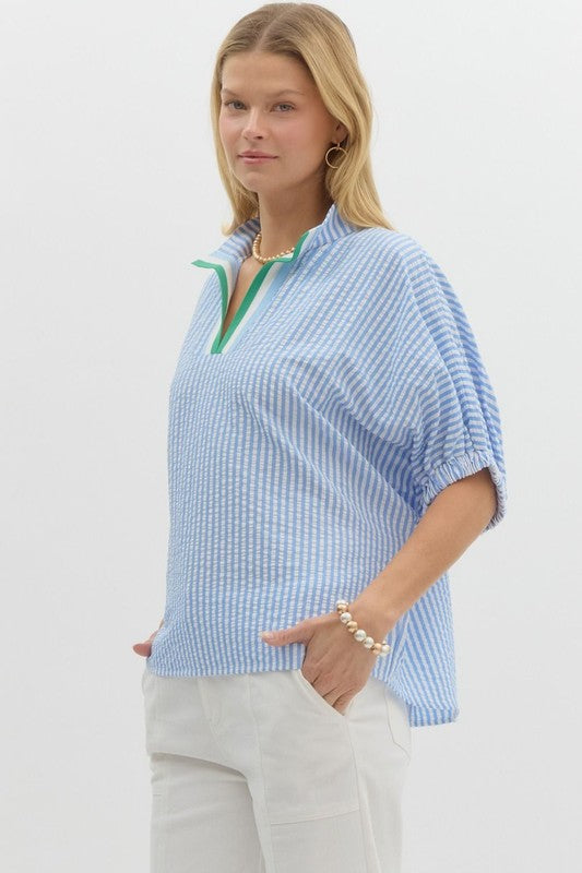 STRIPED HIGH NECK DOLMAN