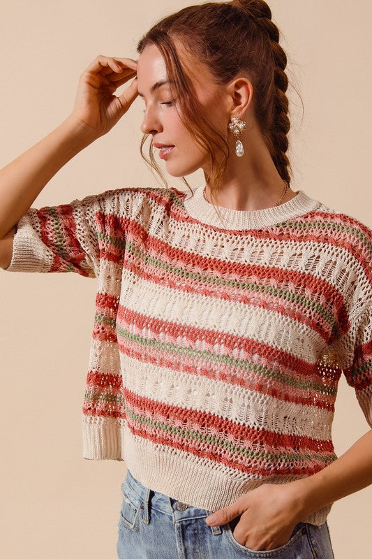 OPEN KNIT CROCHET TOP