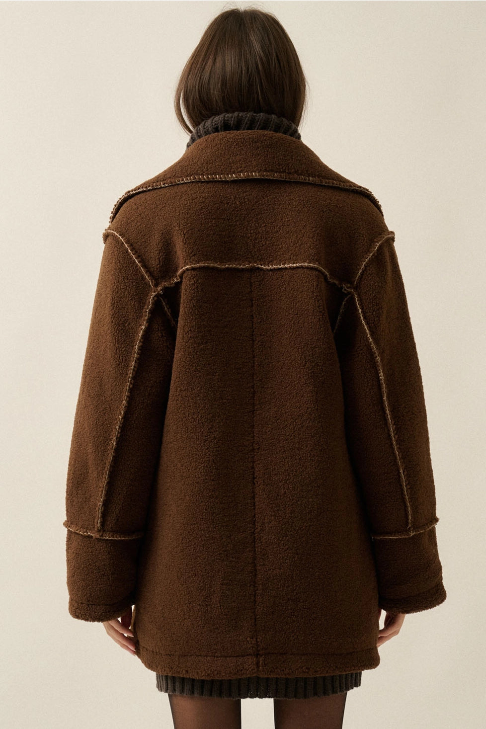 THE ASPEN BLANKET-STITCH JACKET | CHOCOLATE