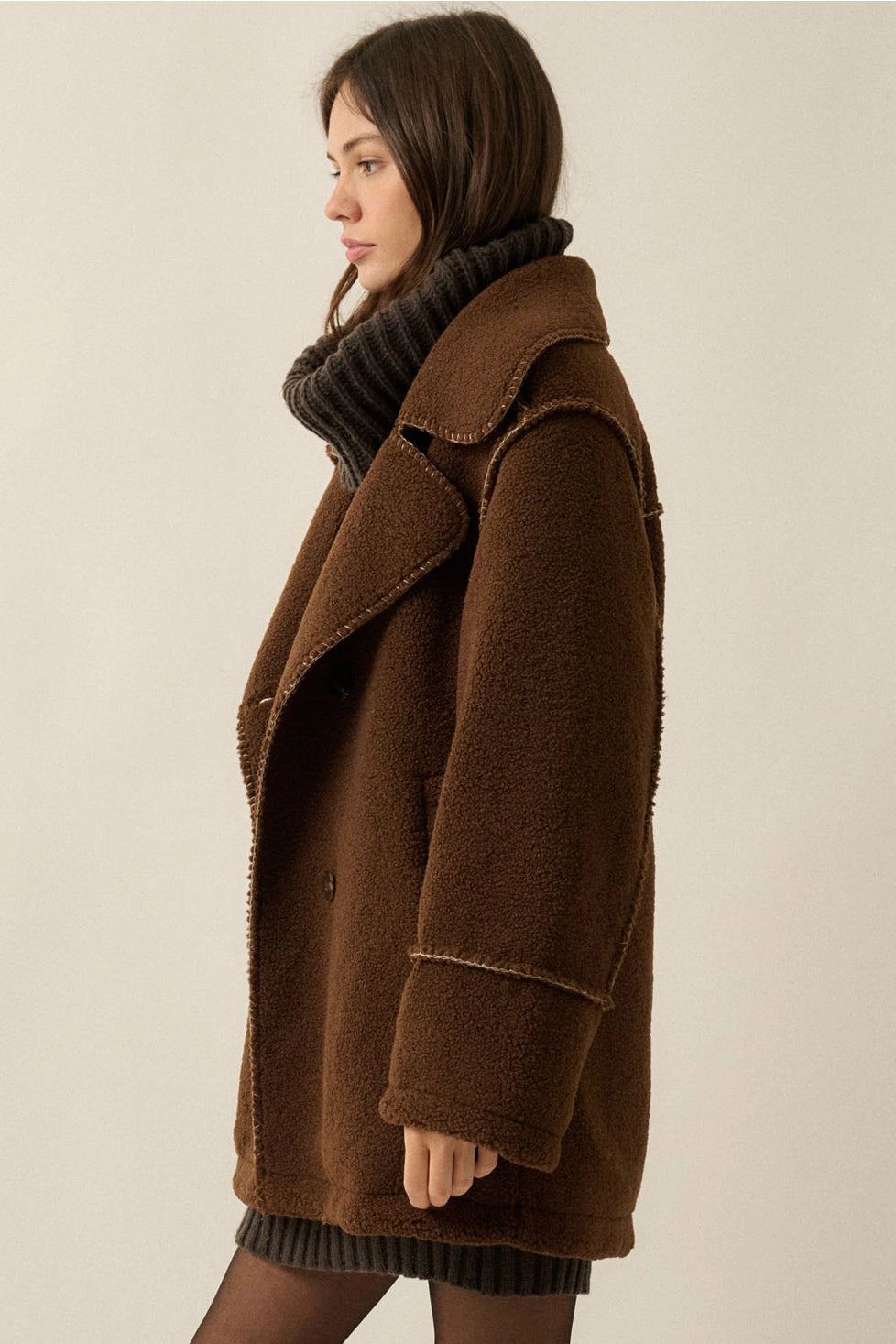 THE ASPEN BLANKET-STITCH JACKET | CHOCOLATE