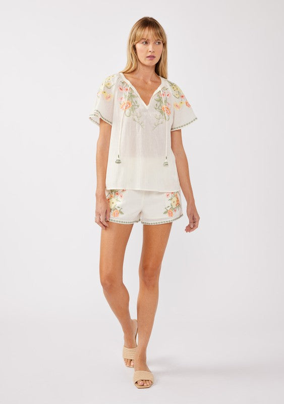 PREMIUM LINE | FLORAL EMBROIDERY TOP AND BOTTOM SET
