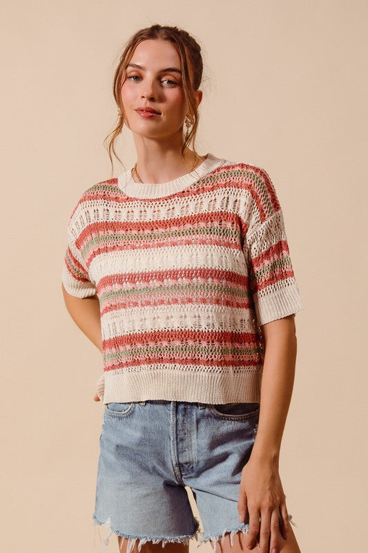 OPEN KNIT CROCHET TOP