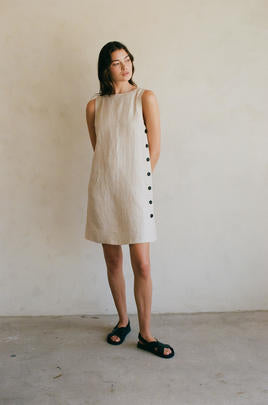 PREMIUM LINE | THE LINEN NOVELLA BUTTONED MINI DRESS