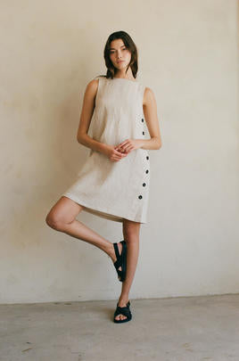 PREMIUM LINE | THE LINEN NOVELLA BUTTONED MINI DRESS