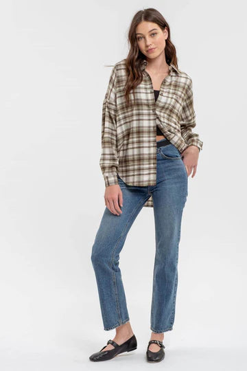 COLLARED LONG SLEEVE BUTTON DOWN PLAID SHIRT | 2  RESTOCKED