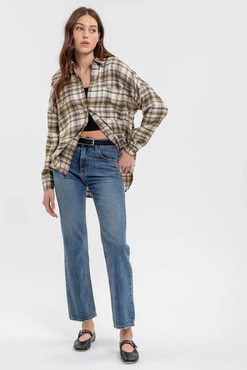 COLLARED LONG SLEEVE BUTTON DOWN PLAID SHIRT | 2  RESTOCKED