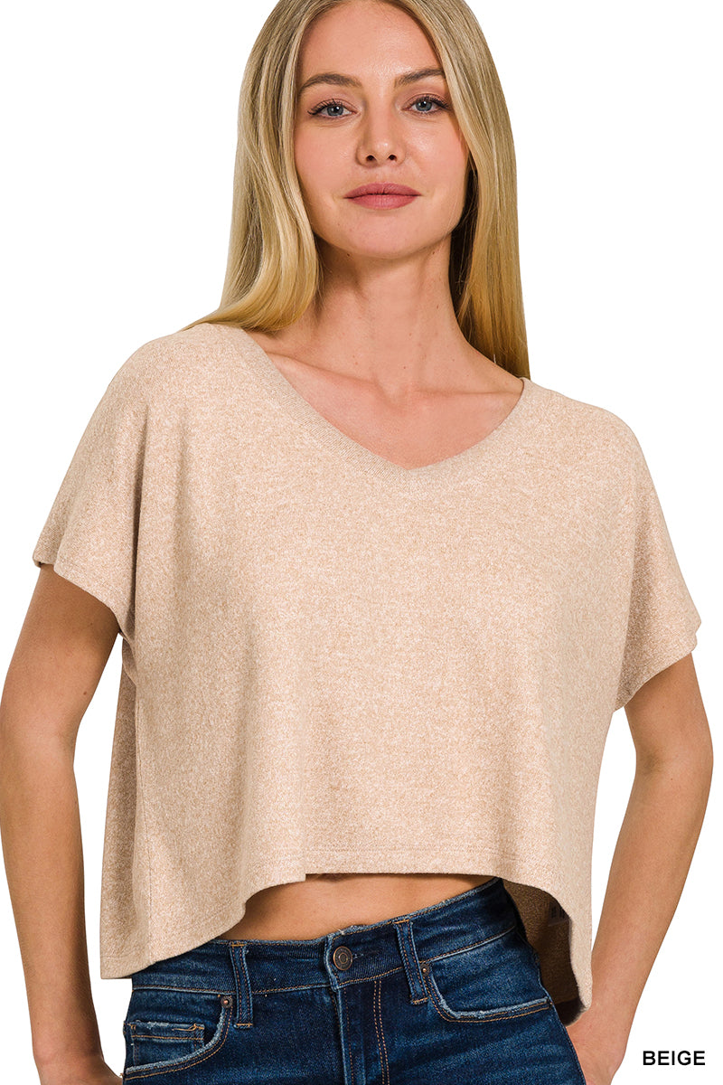 DROP SHOULDER CROPPED TOP