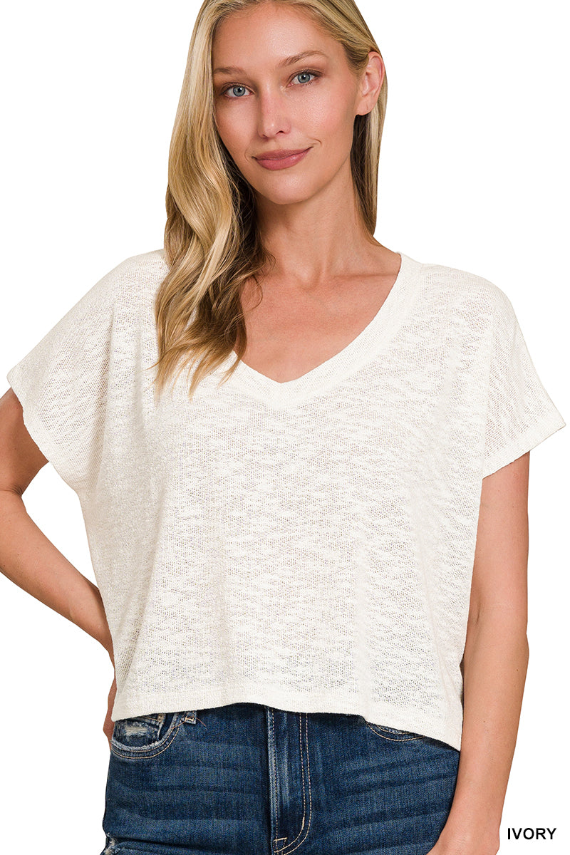DROP SHOULDER SLUB HACCI TOP |