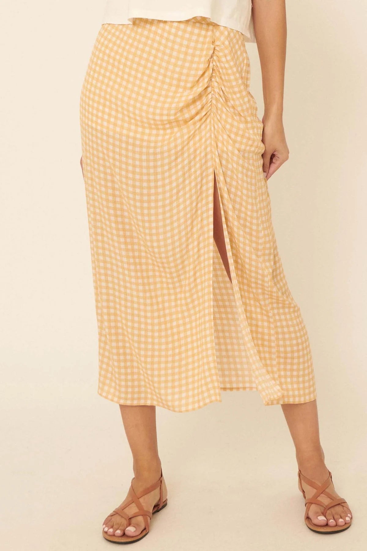 PROMESA | GINGHAM PLAID MIDI SKIRT