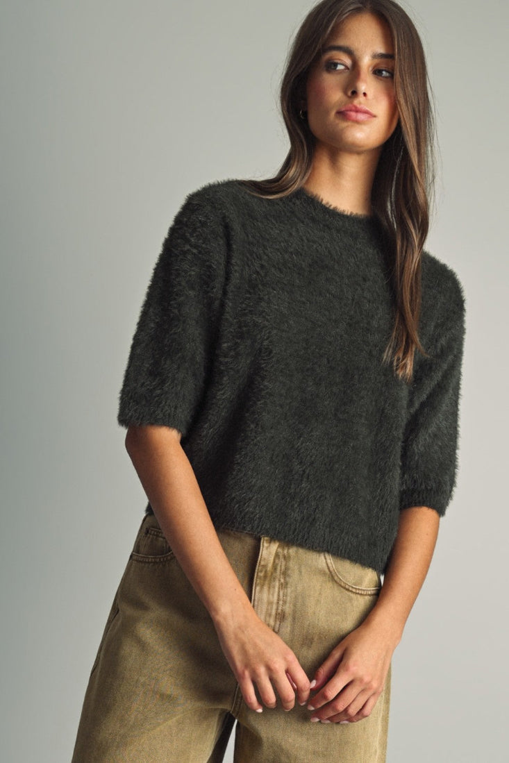 THE FLUFFY FAUX-FUR SWEATER