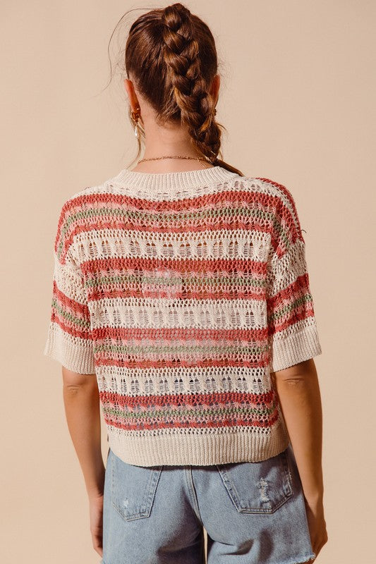 OPEN KNIT CROCHET TOP
