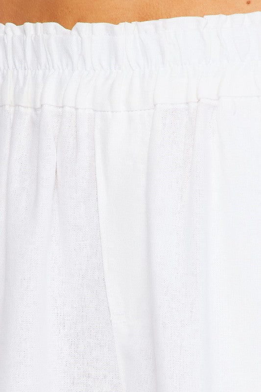 WHITE LINEN SHORTS